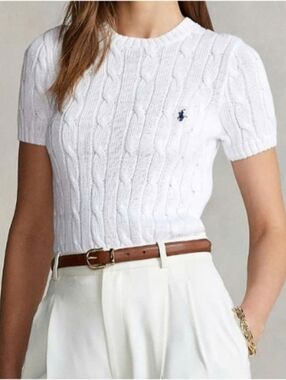NWT Polo Ralph Lauren S Old Money Quiet Luxury Cable Knit Short Sleeve Shirt